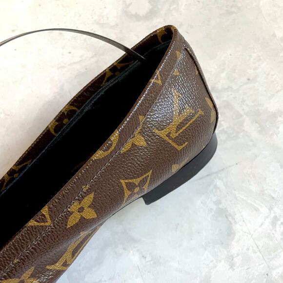 Louis Vuitton Brown Monogram Loafers with Gold Accent - Picture 5 of 12